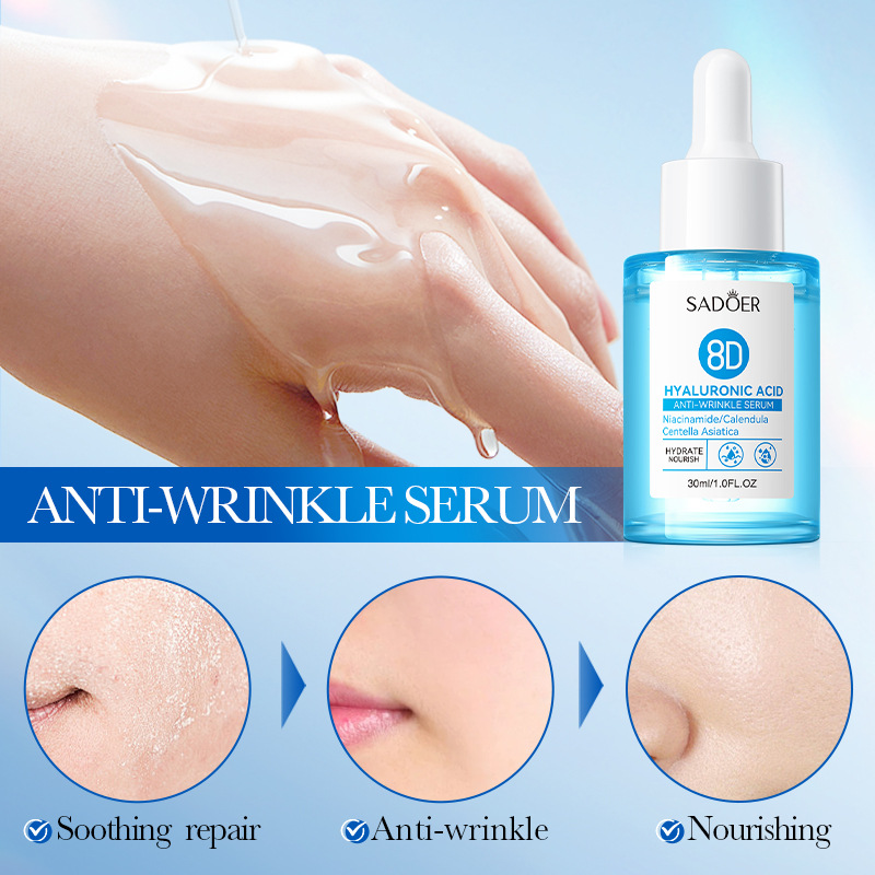 Cross-border export wholesale of SADOER8D Hyaluronic Acid Anti-Wrinkle Nourishing Essence and Moisturizing Essence in full English Application Scenario