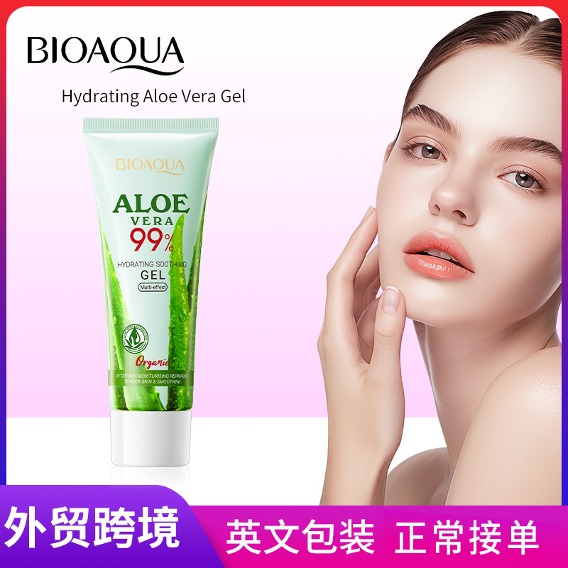 All-english BIOAOUA Hydrating and Soothing Aloe Vera Gel, Moisturizing and brightening Skin Aloe Vera Gel Cross-border wholesale full figure