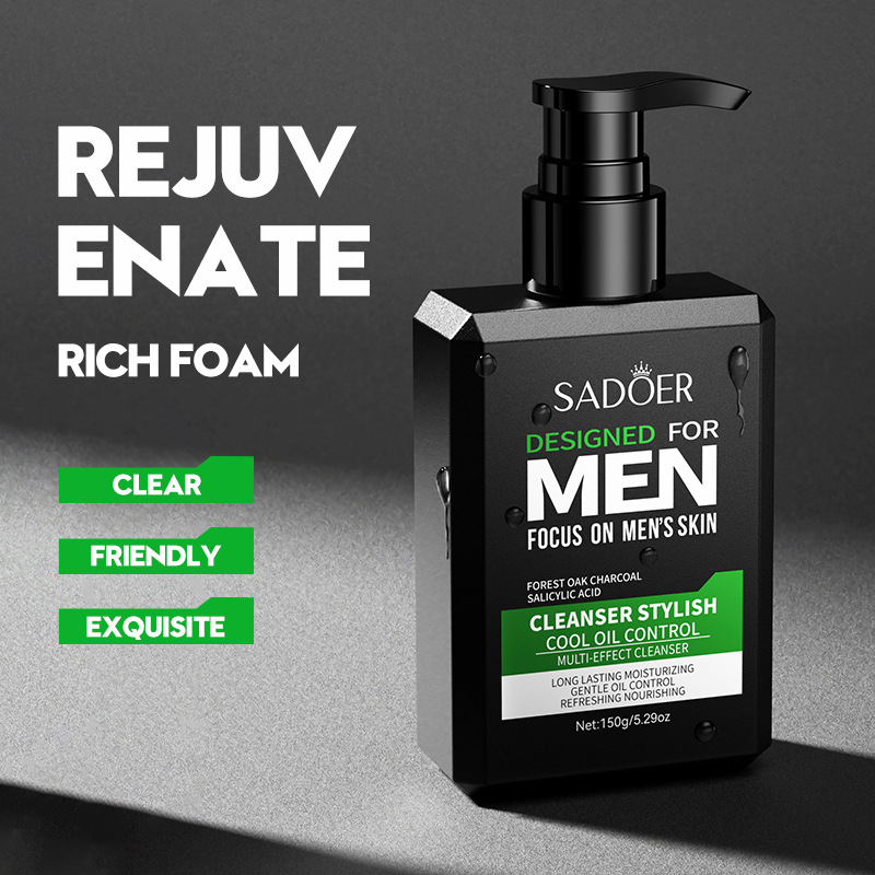 All-english SADOER Cool and Stylish Men's Multi-Effect Facial Cleanser Refreshing Men's skin Care Series Cross-border export wholesale Application Scenario