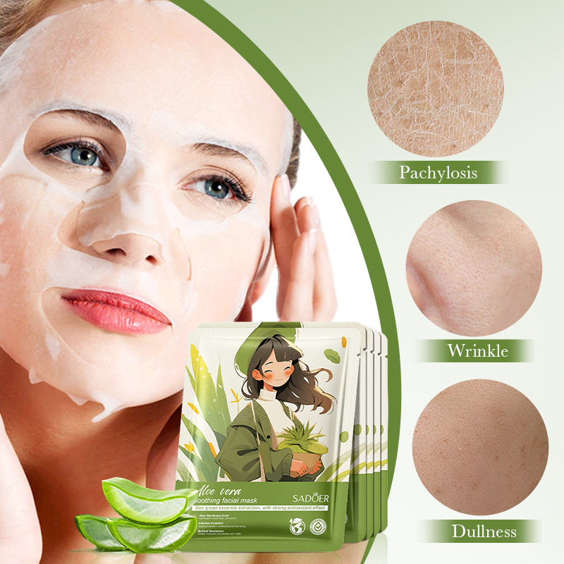 Cross-border export wholesale of SADOER aloe Vera Soothing Mask for hydrating, moisturizing and nourishing the skin details Picture