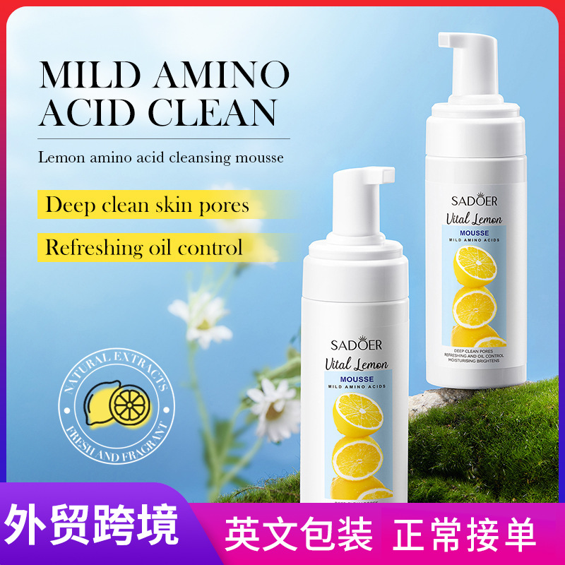 Cross-border export wholesale of all-English SADOER lemon amino acid Cleansing mousse and foaming facial Cleanser full figure