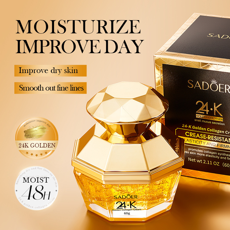 Full English SADOER24·K Gold Collagen Cream Moisturizing and Hydrating Water Cream Cross-border export wholesale full figure