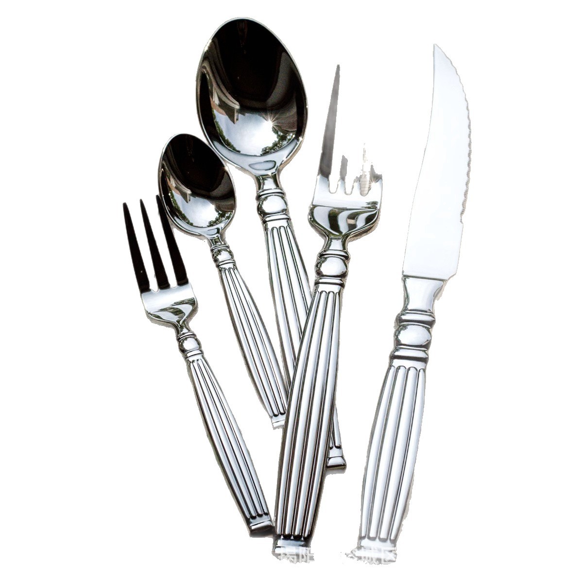 304 stainless steel steak knife, fork and spoon, high-end Western restaurant, five-star hotel Western tableware, retro Roman Columns Item Picture