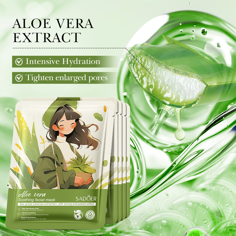 Cross-border export wholesale of SADOER aloe Vera Soothing Mask for hydrating, moisturizing and nourishing the skin Specification drawing