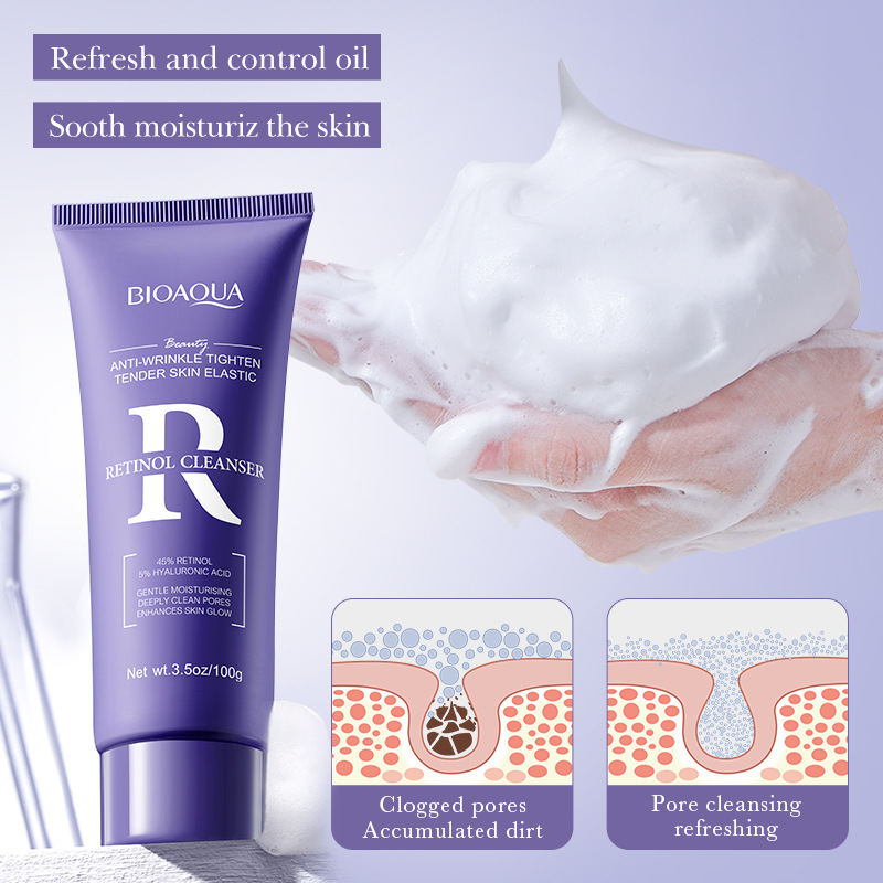All-english BIOAOUA Retinol Firming and Cleansing Facial Cleanser Cross-border export wholesale Specification drawing