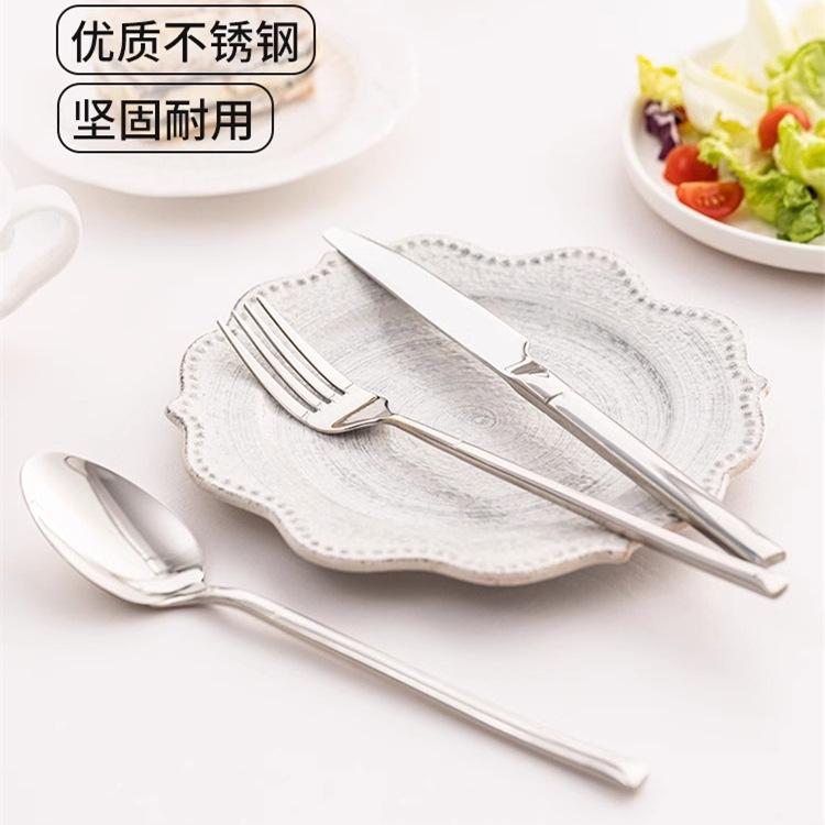 304 stainless steel Western tableware set, hotel thickened knife and fork, home steak knife, fork and spoon, restaurant three-piece set full figure