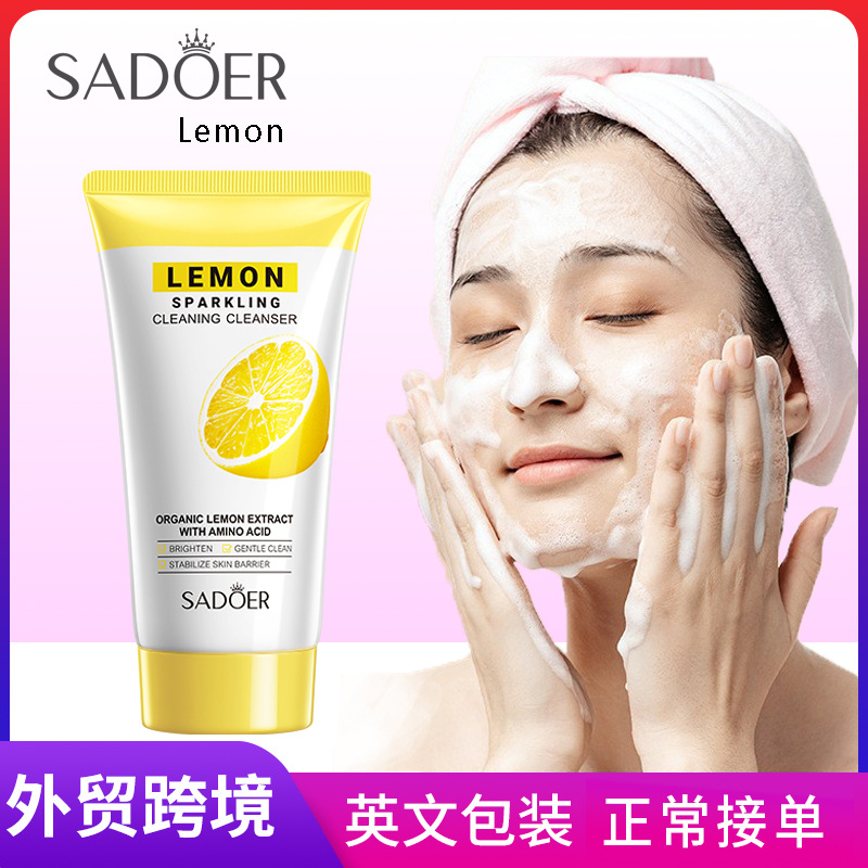 Cross-border export wholesale of all-English SADOER Lemon Brightening Facial cleanser full figure