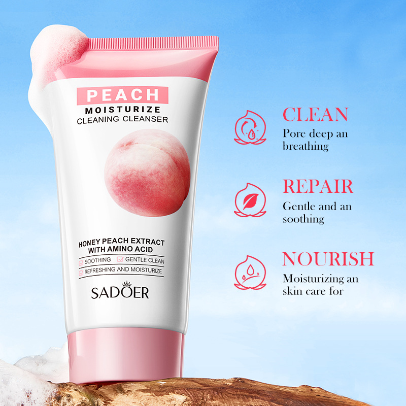 All-english SADOER Peach Moisturizing Cleansing Facial Cleanser, Gentle Cleansing Facial Cleanser, cross-border export wholesale Specification drawing