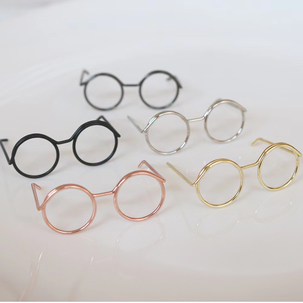 Doll mini glasses, 3-4-5 cm, small accessory glasses, plush toys, cat accessories, metal glasses frames details Picture