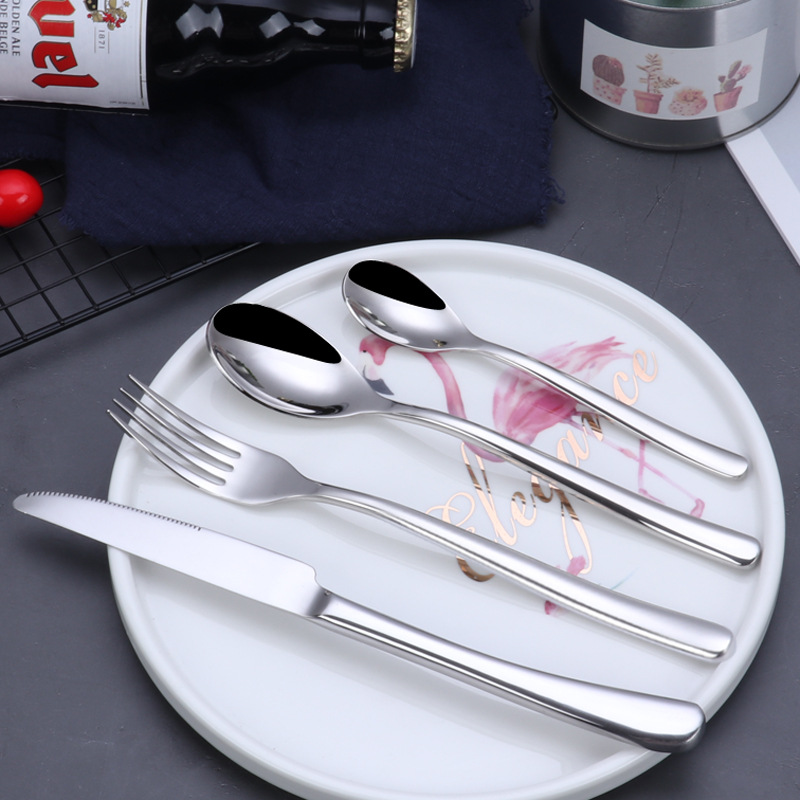 Wholesale French Moonlight stainless steel knives, forks, spoons, Western tableware, steak knives, forks, soup spoons, fruit forks, logos Specification drawing