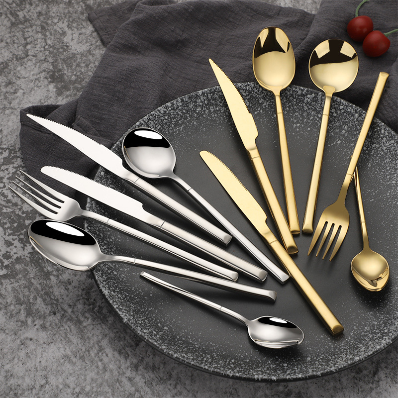 Wholesale 304 stainless steel knives, forks and spoons, hotel steak knives, forks and Western tableware sets plus heavy dessert spoons for restaurants Specification drawing