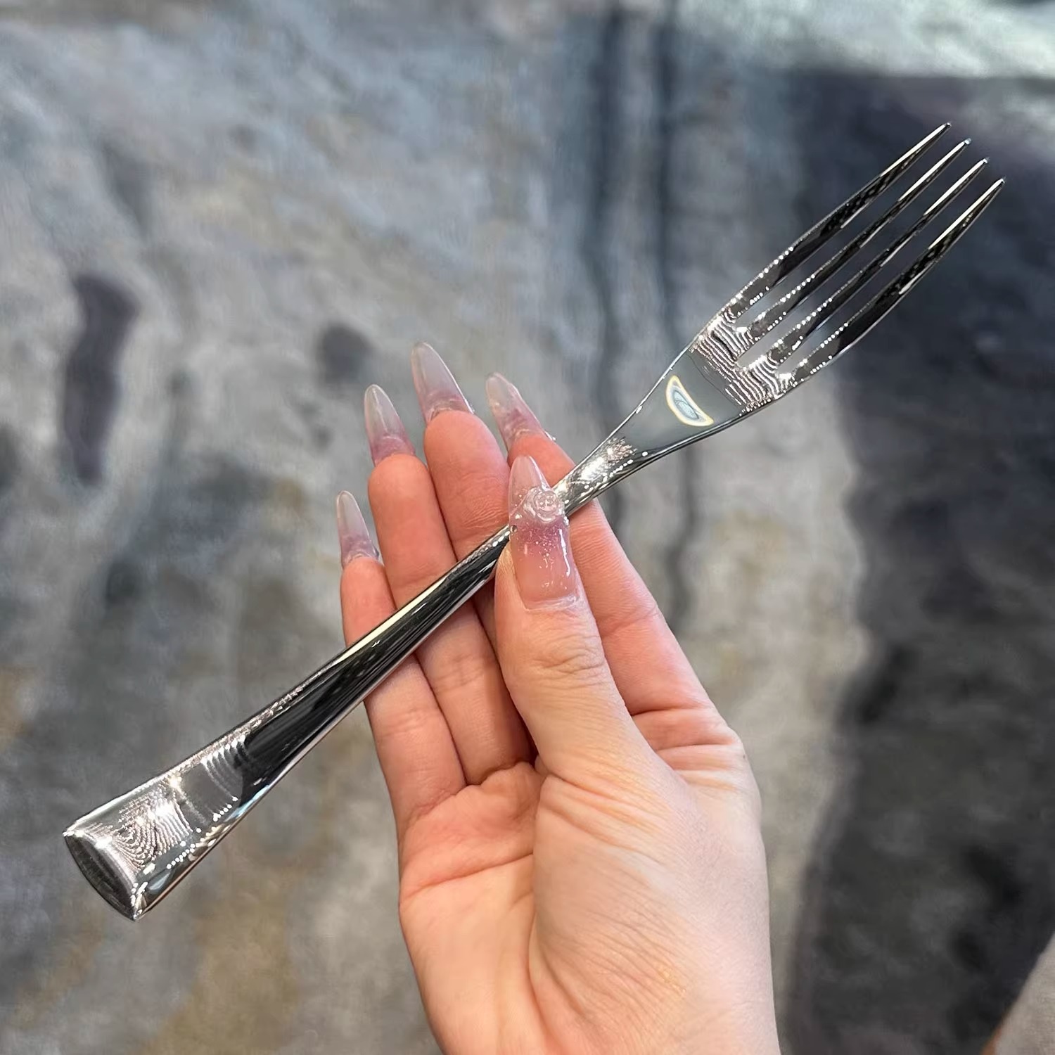 "High-end texture!" Export 304 stainless steel fork, fruit salad fork, long-handled steak and wine shop fork Specification drawing