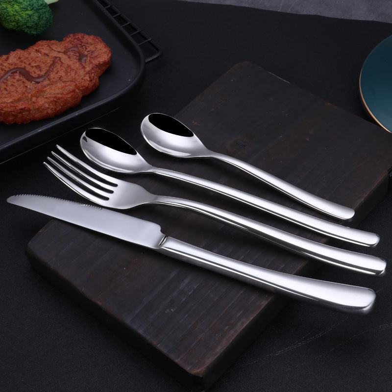 Wholesale French Moonlight stainless steel knives, forks, spoons, Western tableware, steak knives, forks, soup spoons, fruit forks, logos full figure