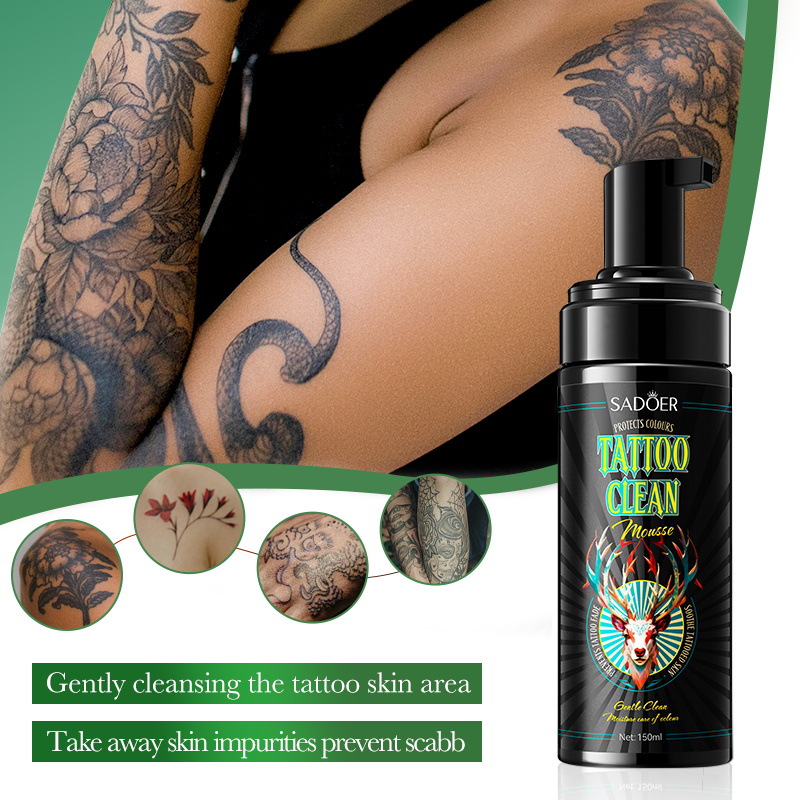 Full English SADOER tattoo color care and cleaning mousse for arm and back tattoo cleaning cross-border export wholesale Application Scenario