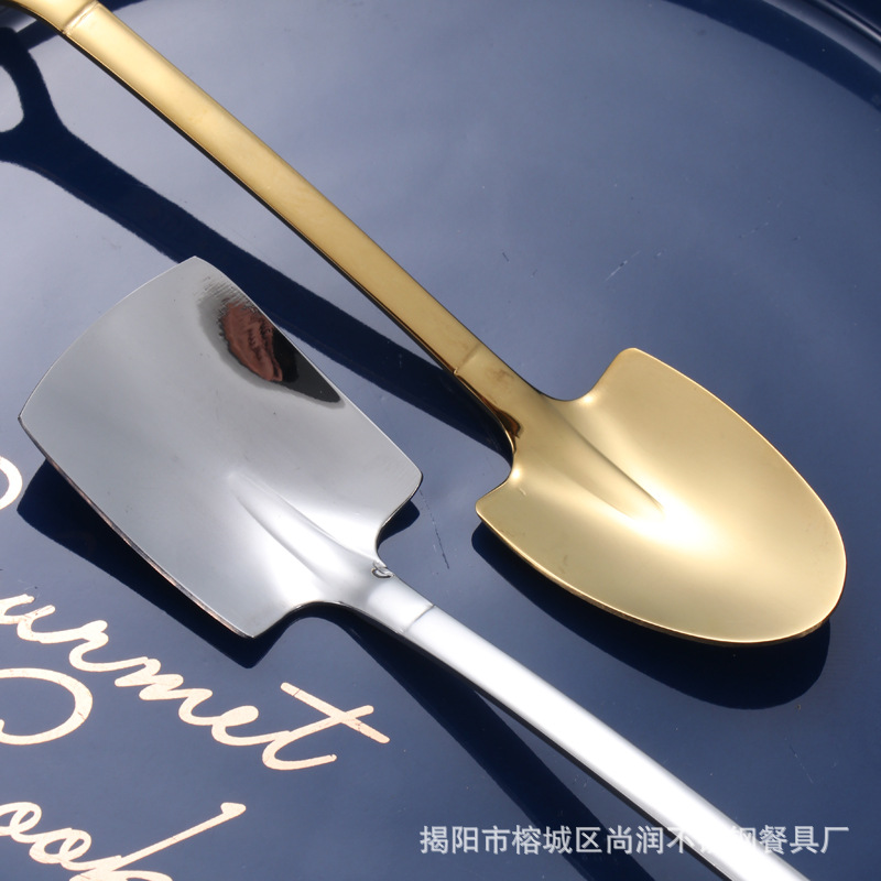 Manufacturer's 304 stainless steel spoon, watermelon spoon, spatula spoon, creative dessert spoon, ice cream spoon, cross-border LOGO Specification drawing