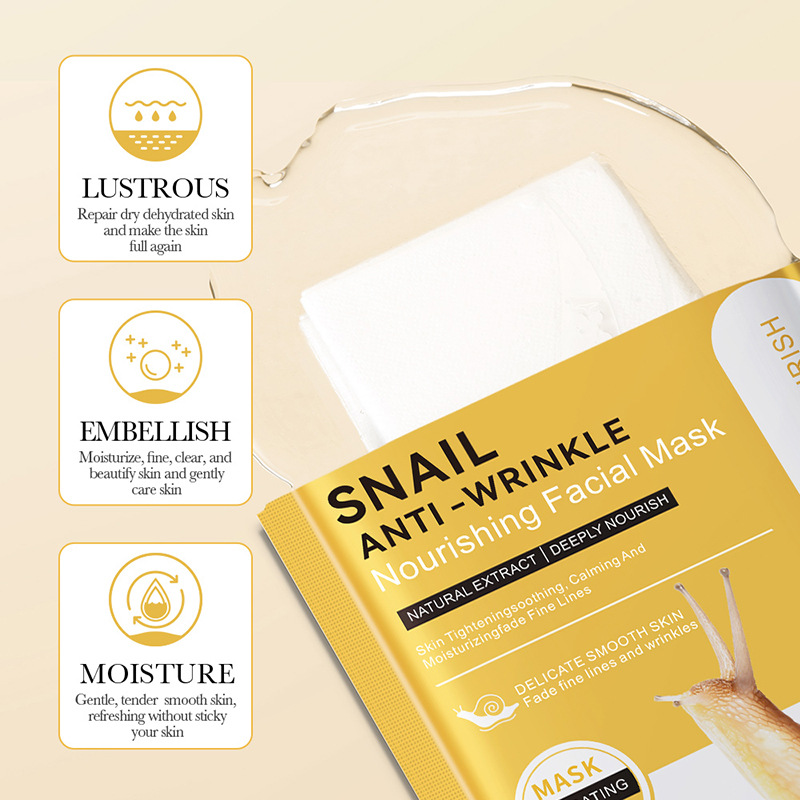 All-english BIOAOUA Snail Anti-Wrinkle Nourishing Facial mask Brightening, Moisturizing and Hydrating Mask Cross-border wholesale Specification drawing