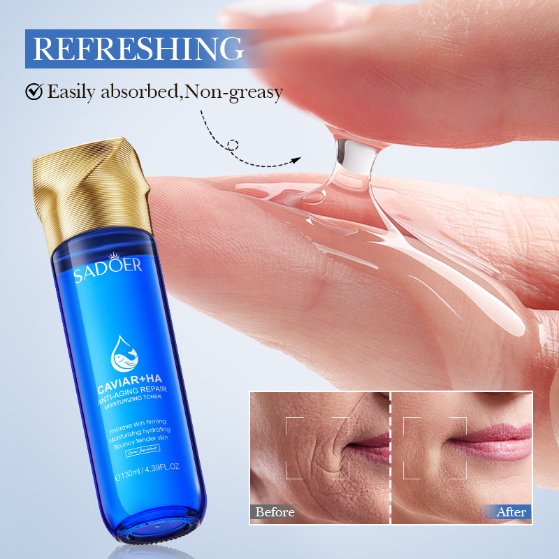 Cross-border export wholesale of all-English SADOER caviar hyaluronic acid Anti-wrinkle Repair Moisturizing Toner Specification drawing