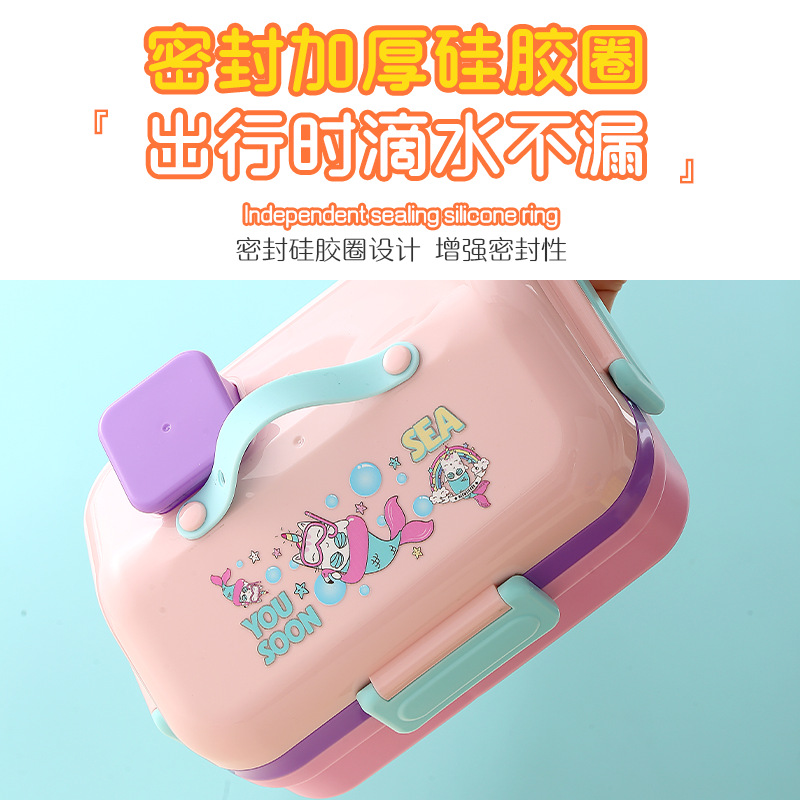 J35-2691 Cute Children's lunch Box, portable microwave oven, student bento box, compartments lunch box, 1270ml details Picture