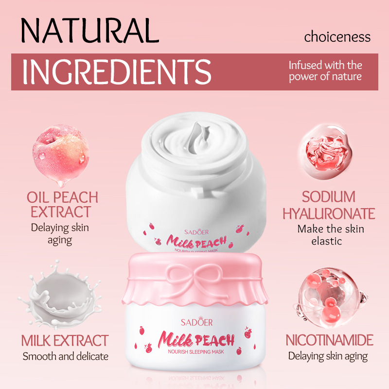 Cross-border wholesale of SADOER milk Peach Nourishing Sleep Mask and Hydrating Moisturizing Mask in English Item Picture