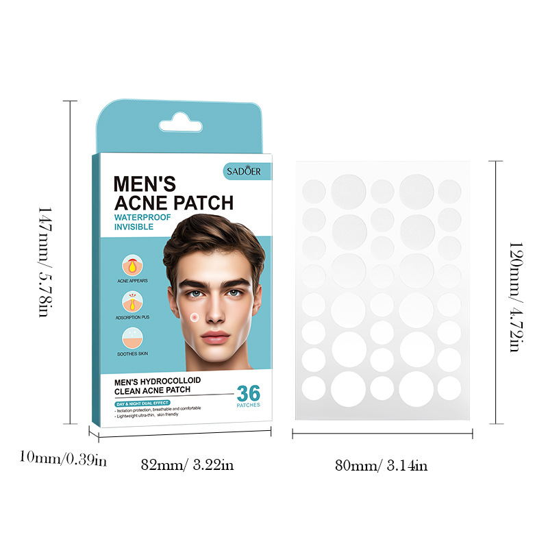 All-english SADOER men's hydrocolloid acne Patches, student acne removal and hydration acne patches, cross-border export wholesale Item Picture