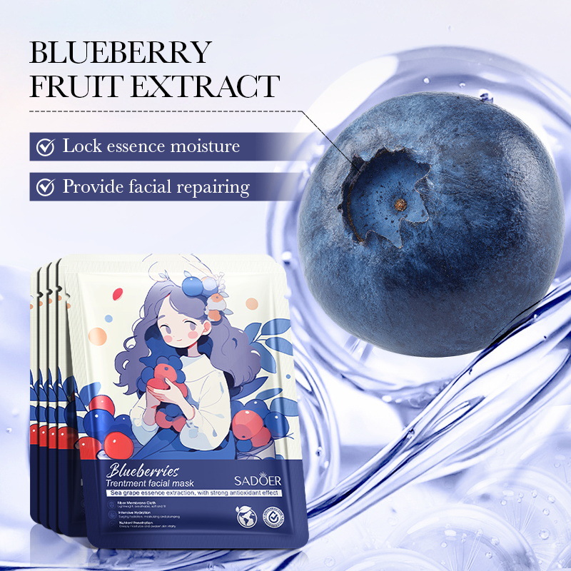 Cross-border wholesale of SADOER blueberry Repair Mask for hydrating, moisturizing and nourishing the skin in full English Specification drawing