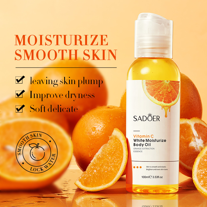 Cross-border export wholesale of SADOER Vitamin C Whitening and Moisturizing Body Oil and skin Nourishing Lotion in full English full figure