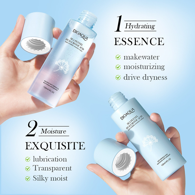 All-english BIOAOUA Sea Fennel Hyaluronic Acid Anti-Wrinkle Essence Lotion and Toner Cross-border export wholesale Application Scenario