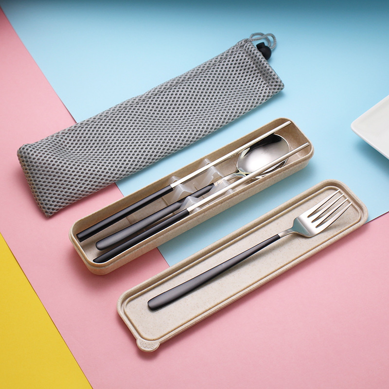 Creative portable tableware set: Spoons, chopsticks, portable tableware, outdoor travel 304 tableware set, gift spoons and forks full figure