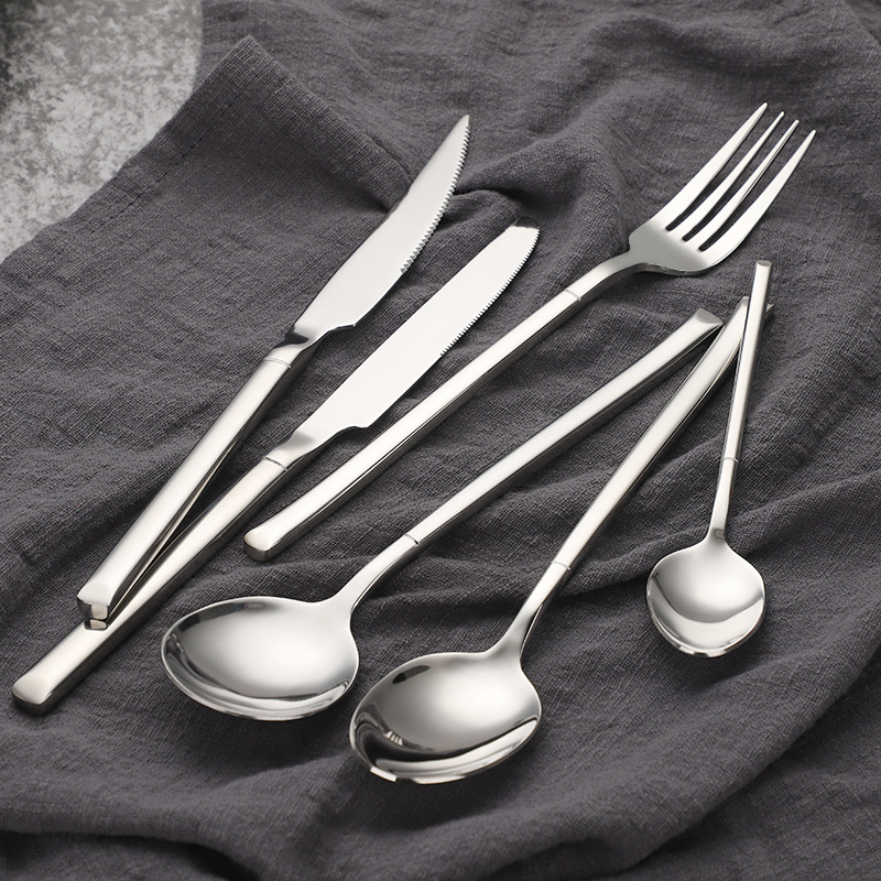 Wholesale 304 stainless steel knives, forks and spoons, hotel steak knives, forks and Western tableware sets plus heavy dessert spoons for restaurants details Picture