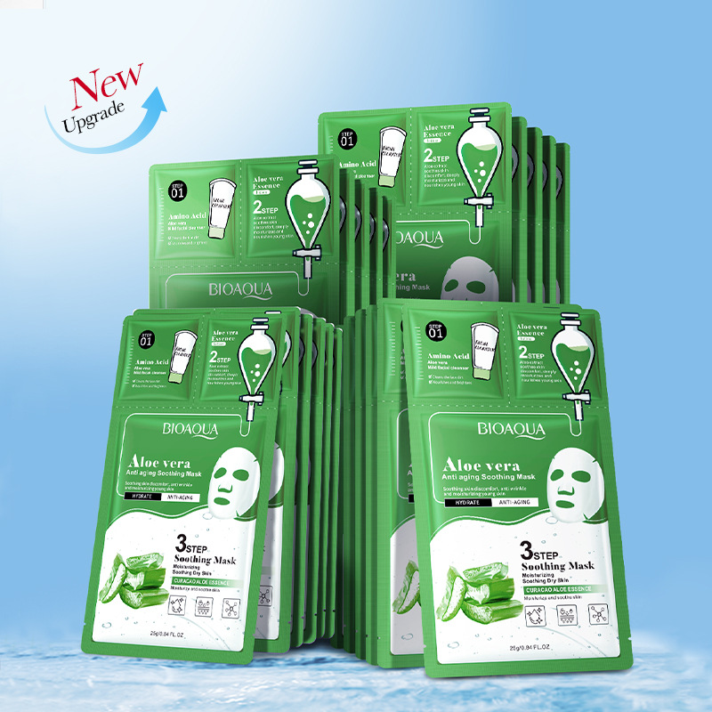 Cross-border export wholesale of BIOAOUA Aloe Vera three-step Mask for hydrating and Nourishing details Picture