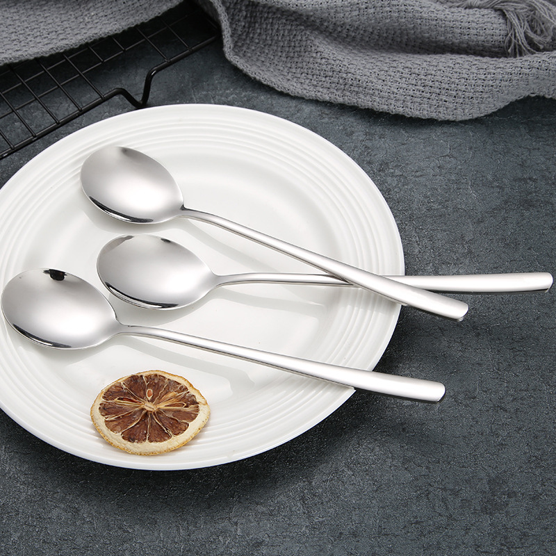 Direct-sale 304 stainless steel spoons, adult household rice spoons, main dining spoons, Korean long-handled spoons, thickened spoons, Western dining spoons full figure