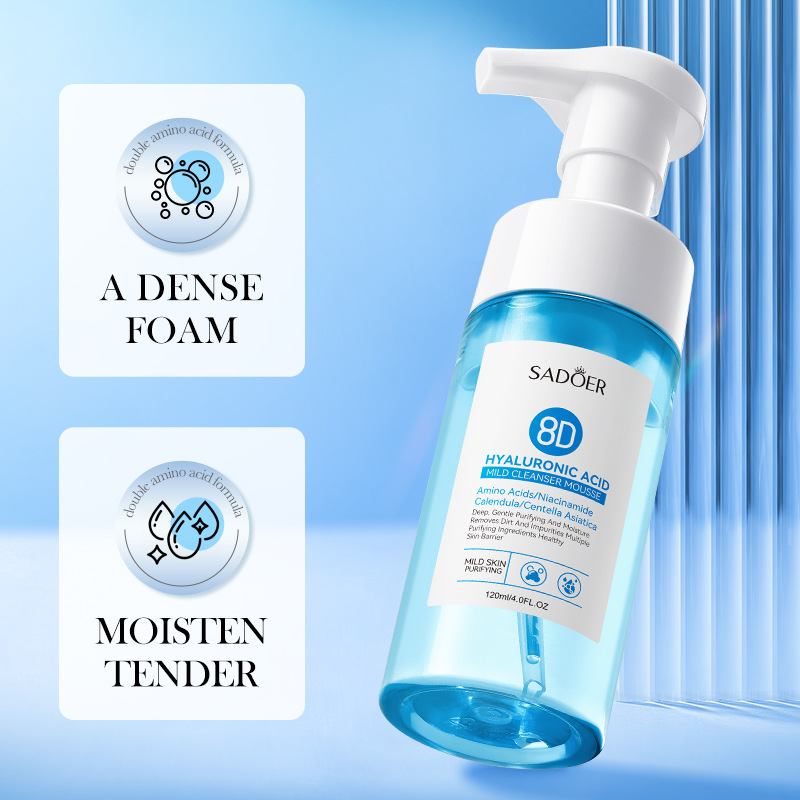 Cross-border wholesale of SADOER8D Hyaluronic Acid Gentle Cleansing Mousse Facial Cleanser in English details Picture