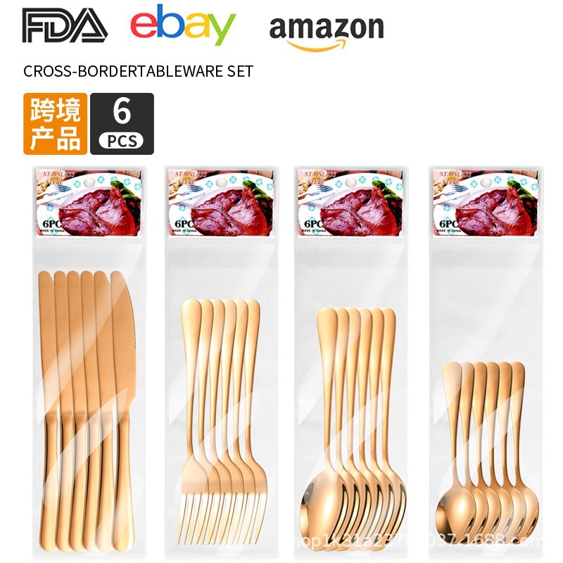 Cross-border Amazon supermarket 6 pieces of stainless steel tableware, 24 sets of knives, forks and spoons, hotel Western cuisine steak knives and forks Application Scenario