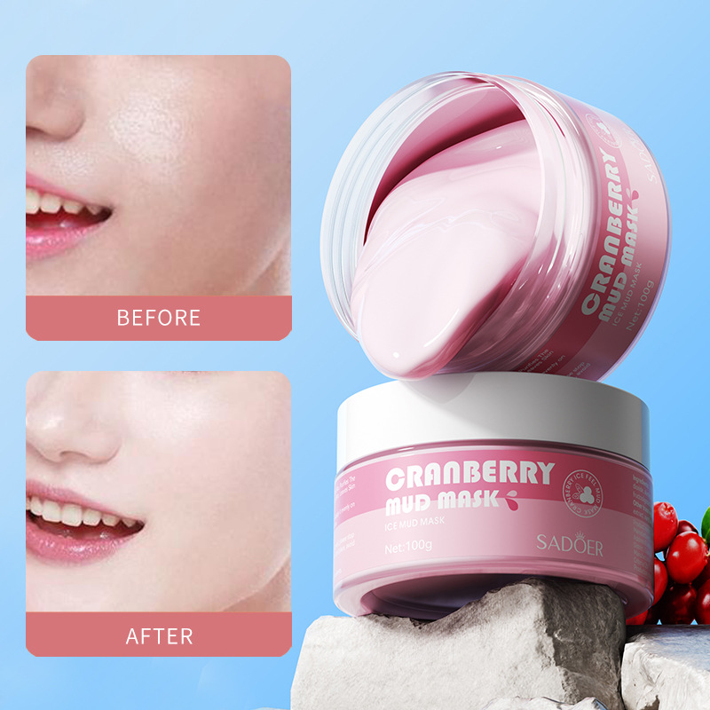 Cross-border export wholesale of SADOER cranberry Mud Mask Series pore-cleaning and refreshing water-washing masks in full English details Picture