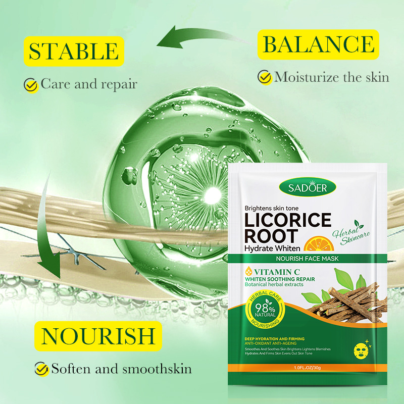 Full English SADOER Licorice VC Hydrating Whitening Nourishing Mask, Moisturizing and Hydrating Mask Patch Cross-border export wholesale Specification drawing