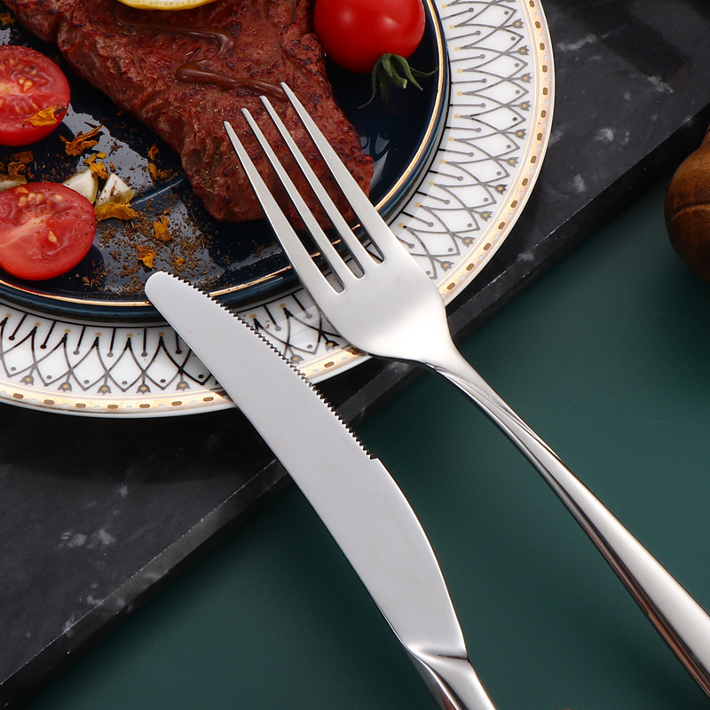 Export costa steak knife, fork and spoon set 304 stainless steel Western tableware knife and fork 4-piece set Dessert spoon Ouya Specification drawing