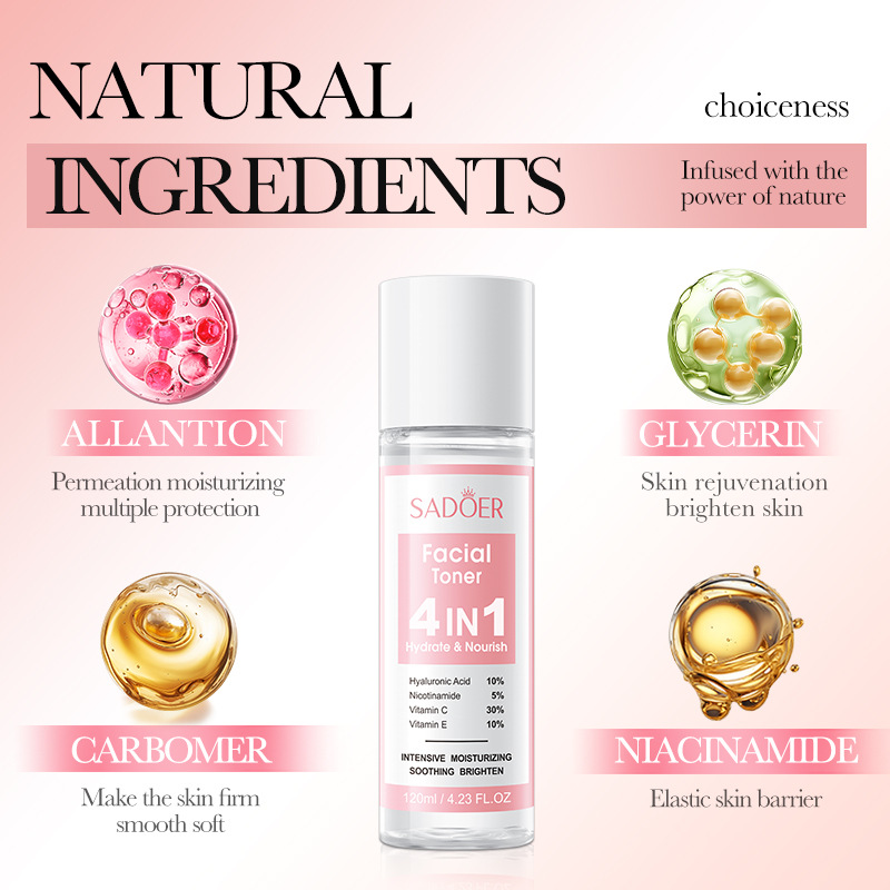 All-english SADOER Four-in-One Multi-effect Hydrating and Nourishing Toner, Hydrating and Moisturizing water, cross-border export wholesale Item Picture
