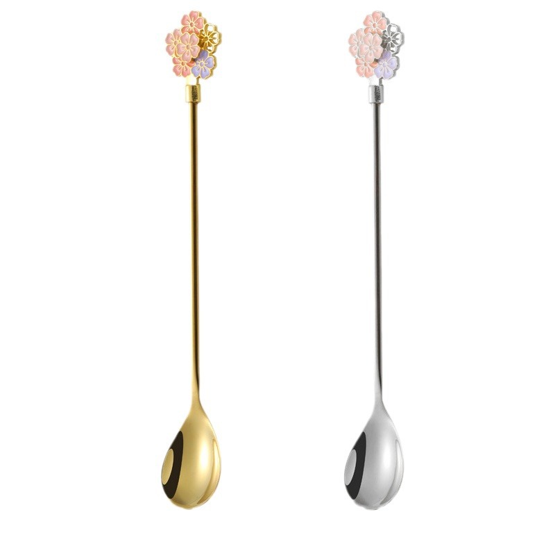 Japanese and Korean style exquisite 304 stainless steel coffee spoon, dessert spoon, water cup, small spoon, milk long-handled stirring spoon Item Picture