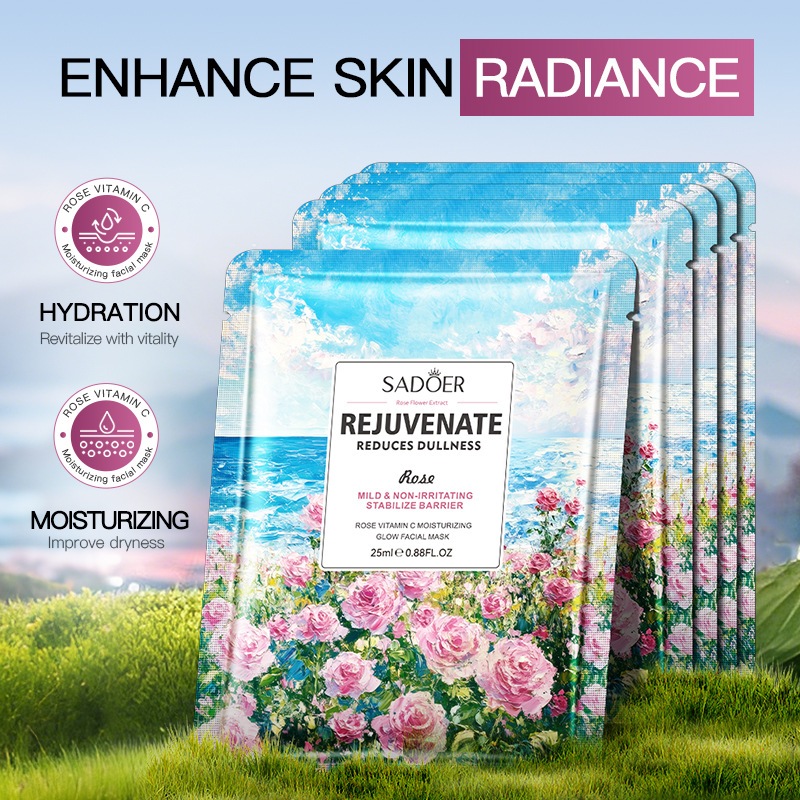 Full English SADOER rose Vitamin C Moisturizing and rejuvenating Facial Mask, hydrating and Nourishing Mask cross-border export wholesale details Picture