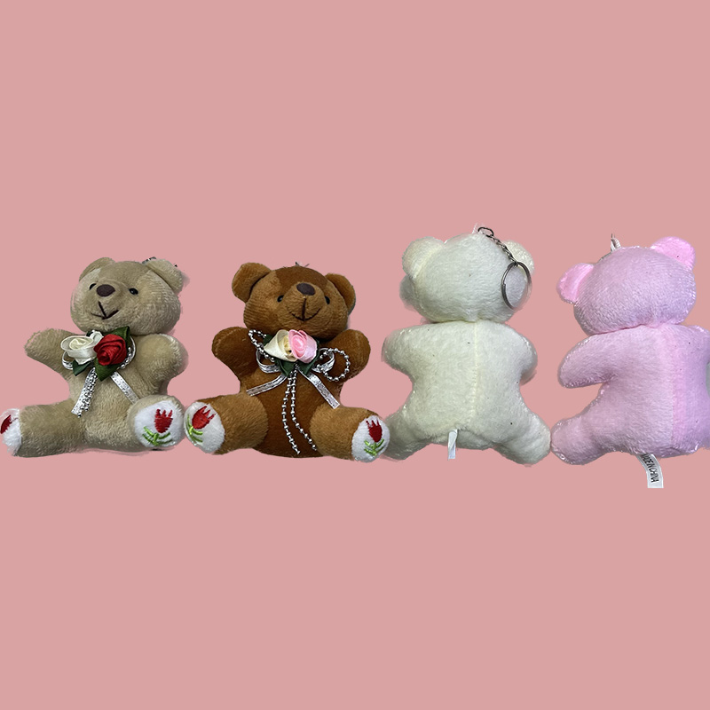 毛绒玩具香港小熊玫瑰熊刺绣玫瑰熊创意玩偶卡通周边挂件毛绒公仔挂件钥匙扣布偶挂件可爱装饰礼物夹娃娃机厂家直销