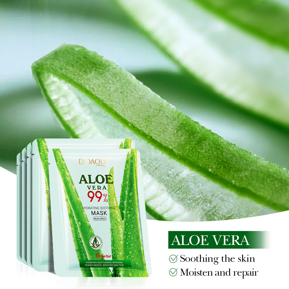 All-english BIOAOUA Aloe Vera Moisturizing and Soothing Facial mask Moisturizing and Hydrating Mask Cross-border export wholesale Item Picture