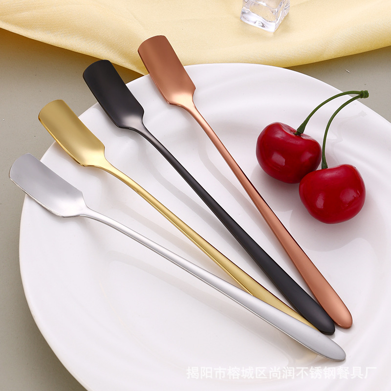 304 stainless steel stirring spoon, long-handled stirring rod, coffee spoon, ice spoon, cocktail bar, honey spoon, dessert spoon full figure
