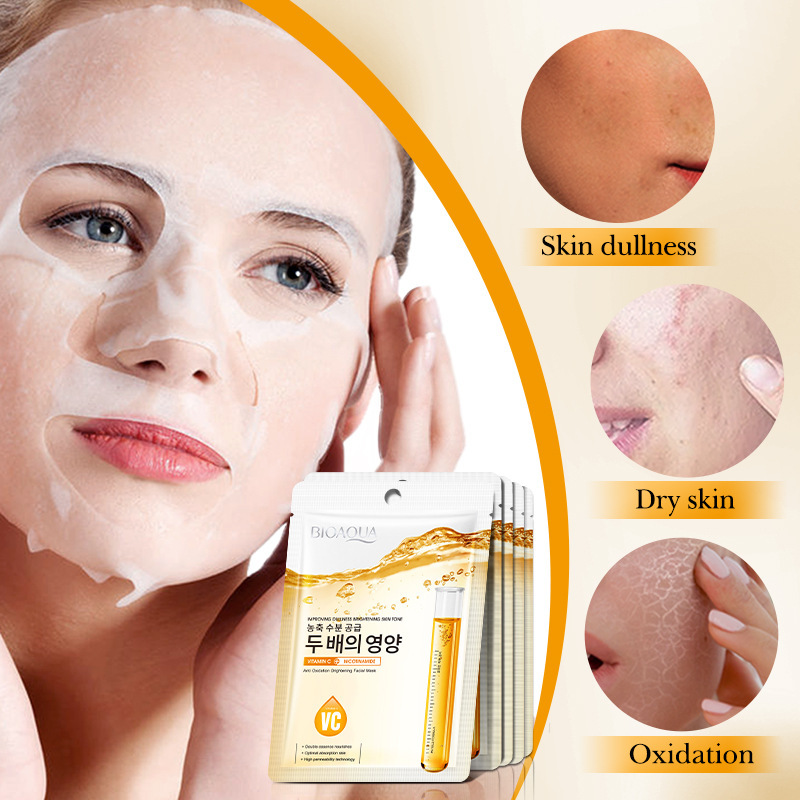 Cross-border wholesale of BIOAOUA Nicotinamide VC Antioxidant Brightening Facial mask in English Specification drawing
