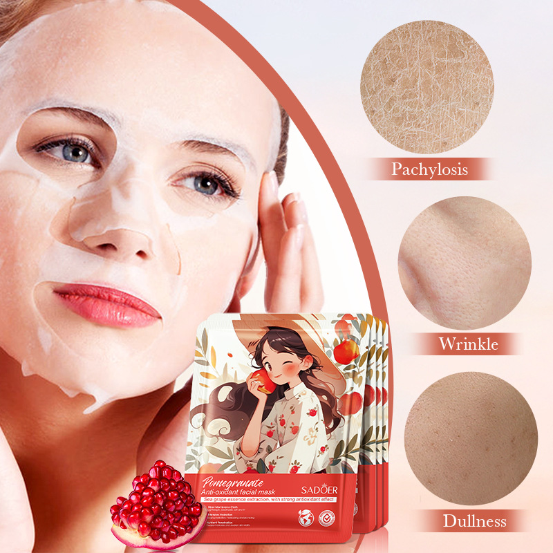Cross-border wholesale of SADOER pomegranate Antioxidant Mask for hydrating, moisturizing and nourishing the skin in full English details Picture