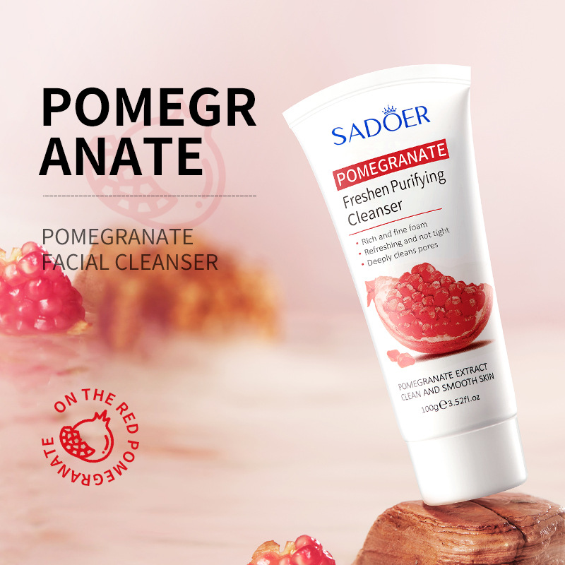 Cross-border export wholesale of all-English SADOER Pomegranate Fresh Facial Cleanser Specification drawing