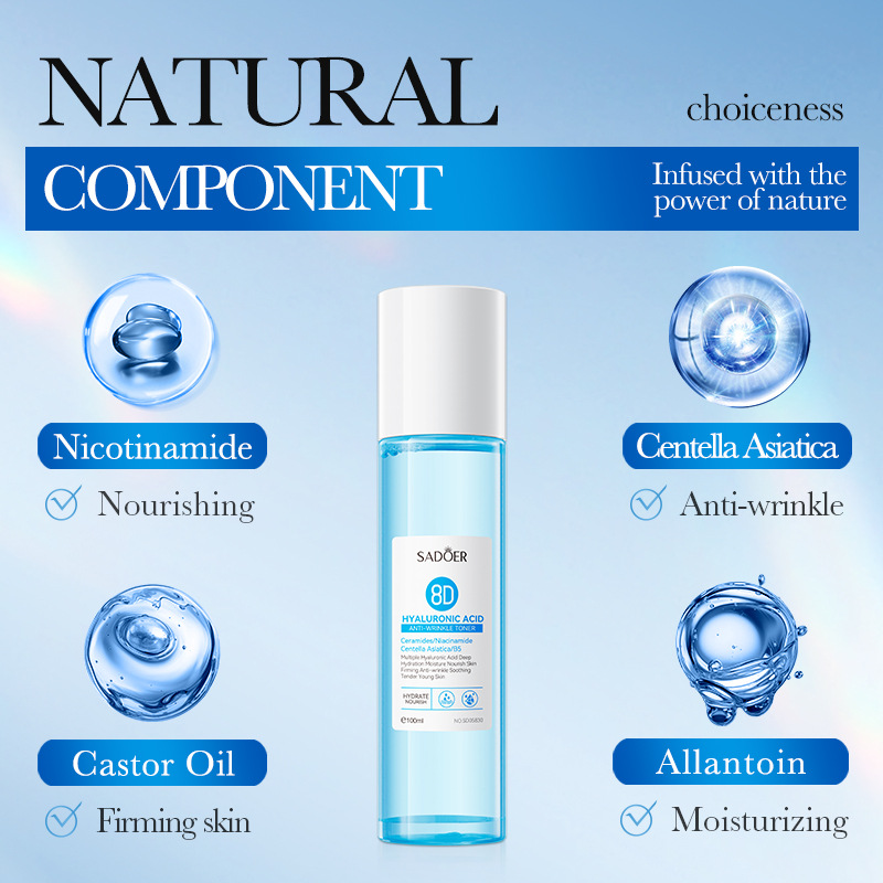 Cross-border export wholesale of SADOER8D Hyaluronic acid Anti-Wrinkle Moisturizing Toner and Firming Hydrating Water details Picture