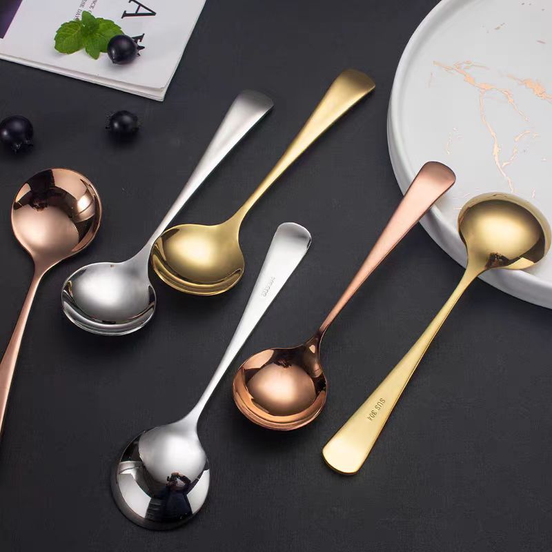 304 stainless steel food-grade spoon, household children's meal and soup, adult serving spoon, small soup spoon, spoon spoon Specification drawing