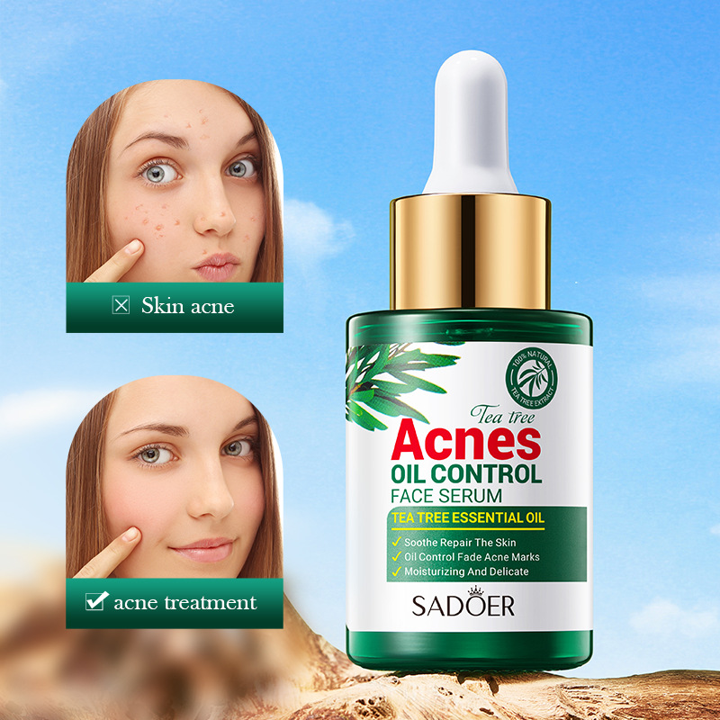Full English SADOER tea tree acne and oil Control skin care product set, facial cleanser, Cream and gel cross-border export wholesale Specification drawing