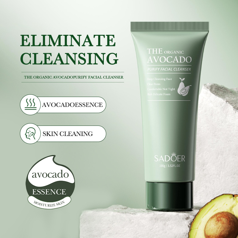 Full English SADOER organic avocado anti-wrinkle skin care product set, facial cleanser and cream cross-border export wholesale details Picture