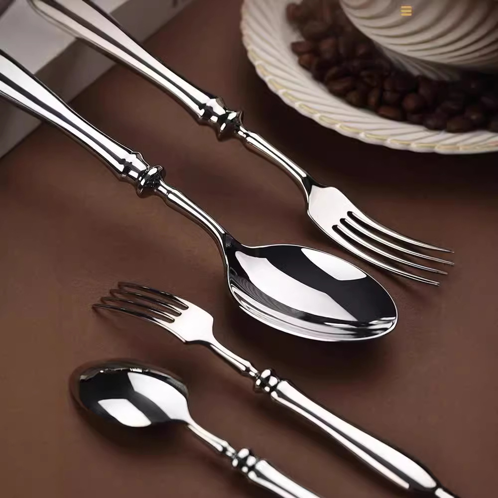 European-style forged 304 stainless steel Western tableware, gourd-handled knives, forks and spoons, hotel knives, forks and tableware, household spoons and forks wholesale Specification drawing
